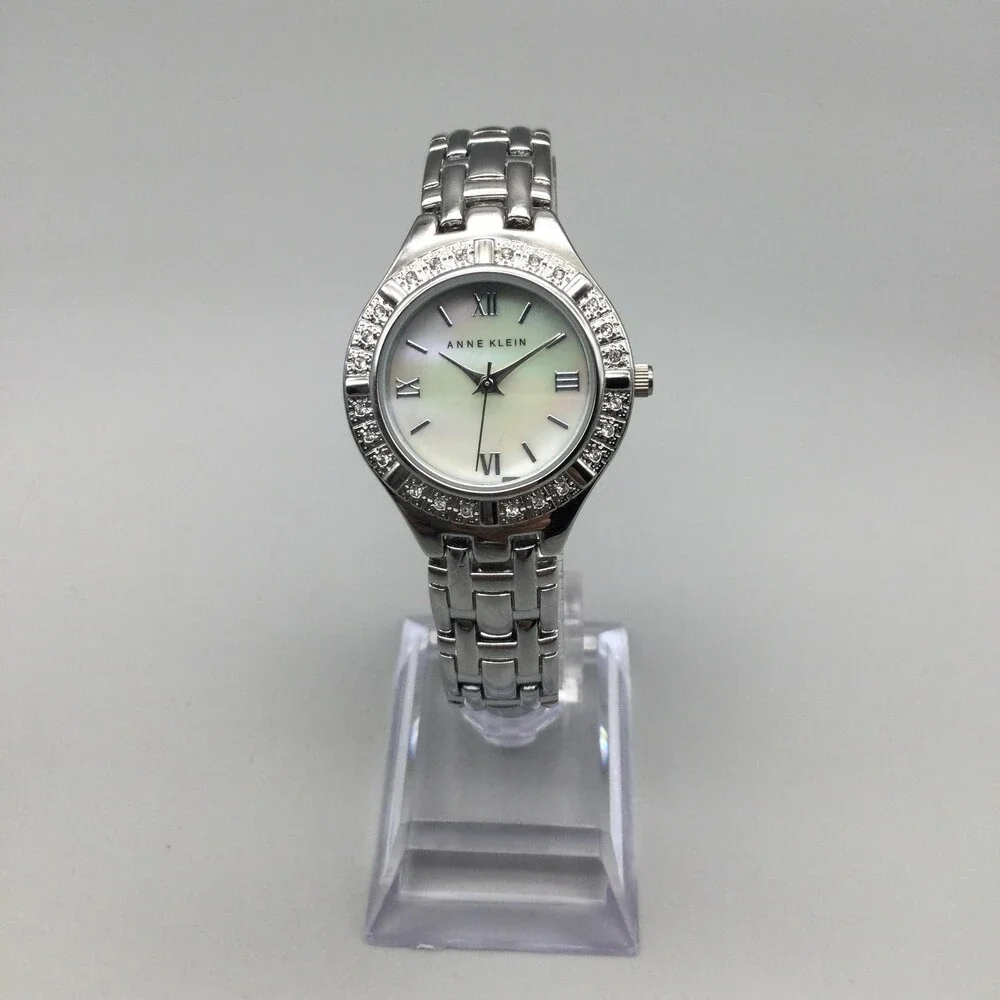 Anne Klein AK/1703 Womens Watch 30mm MOP Bracelet Crystals New Battery 6.75